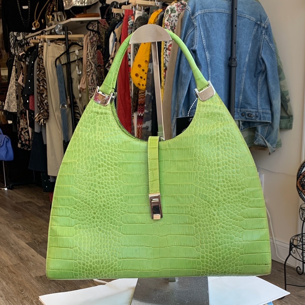 Stefano Serapian 04 Milano Green Crocodile-Embossed Women's Bag